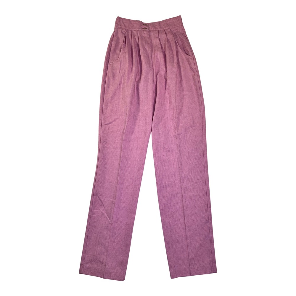 Thompson St Vintage High Waisted Pleated Tapered Trousers Pink Mauve 25 Waist